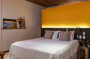 Modernes Doppelzimmer im Barracuda Boutique Hotels in Itacare, Brasilien